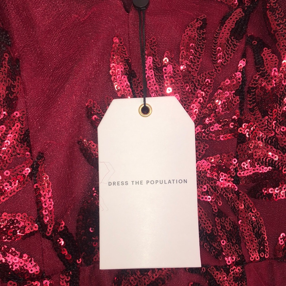 42.   Nwt size xs Elegant Burgundy Floral Dress - Picture 5 of 8